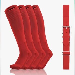 Red Kid Size Socks and Belt Set